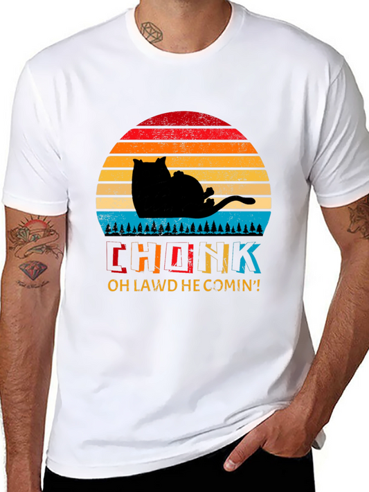 Chonk Cat Retro Sunset T-Shirt