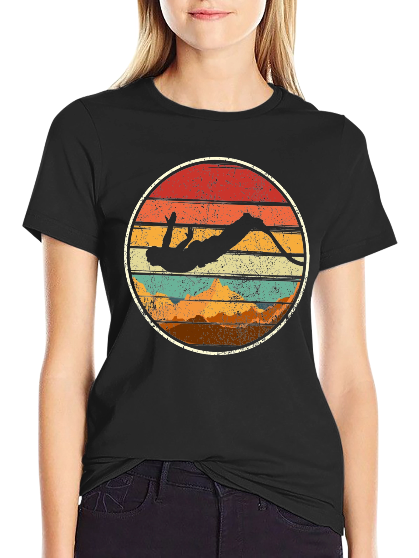 Retro Skier Silhouette Graphic Tee