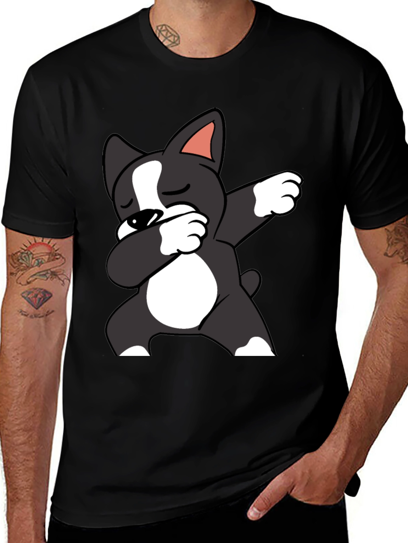 Dabbing Dog Graphic Tee - Mens Black T-Shirt