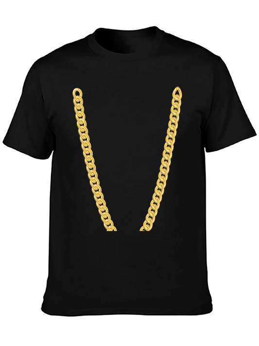 Gold Chain Graphic Black T-Shirt