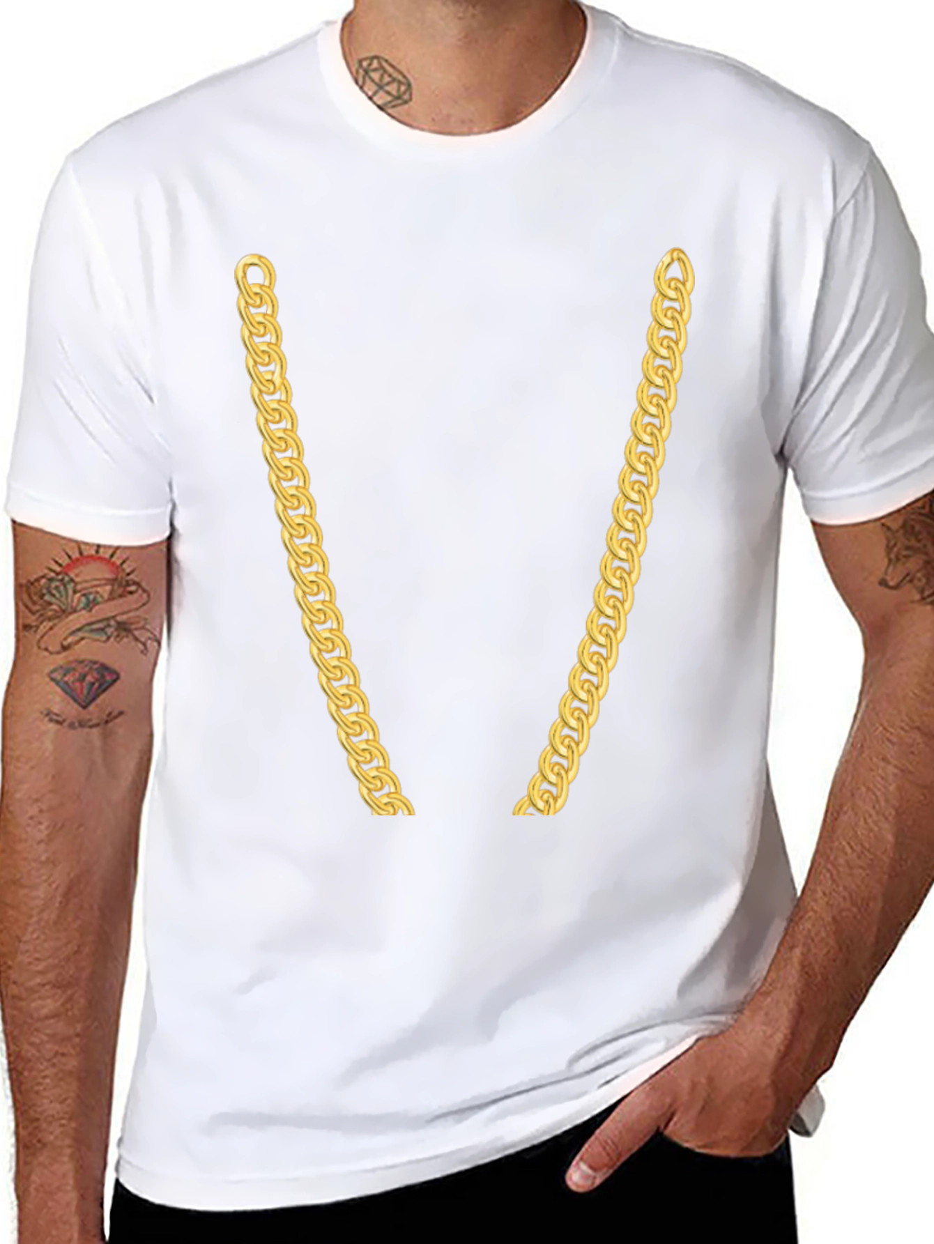 Gold Chain Graphic Black T-Shirt