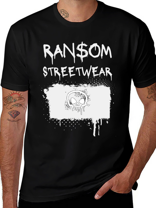 Ransom Streetwear T-Shirt with Skull Graphic - Black