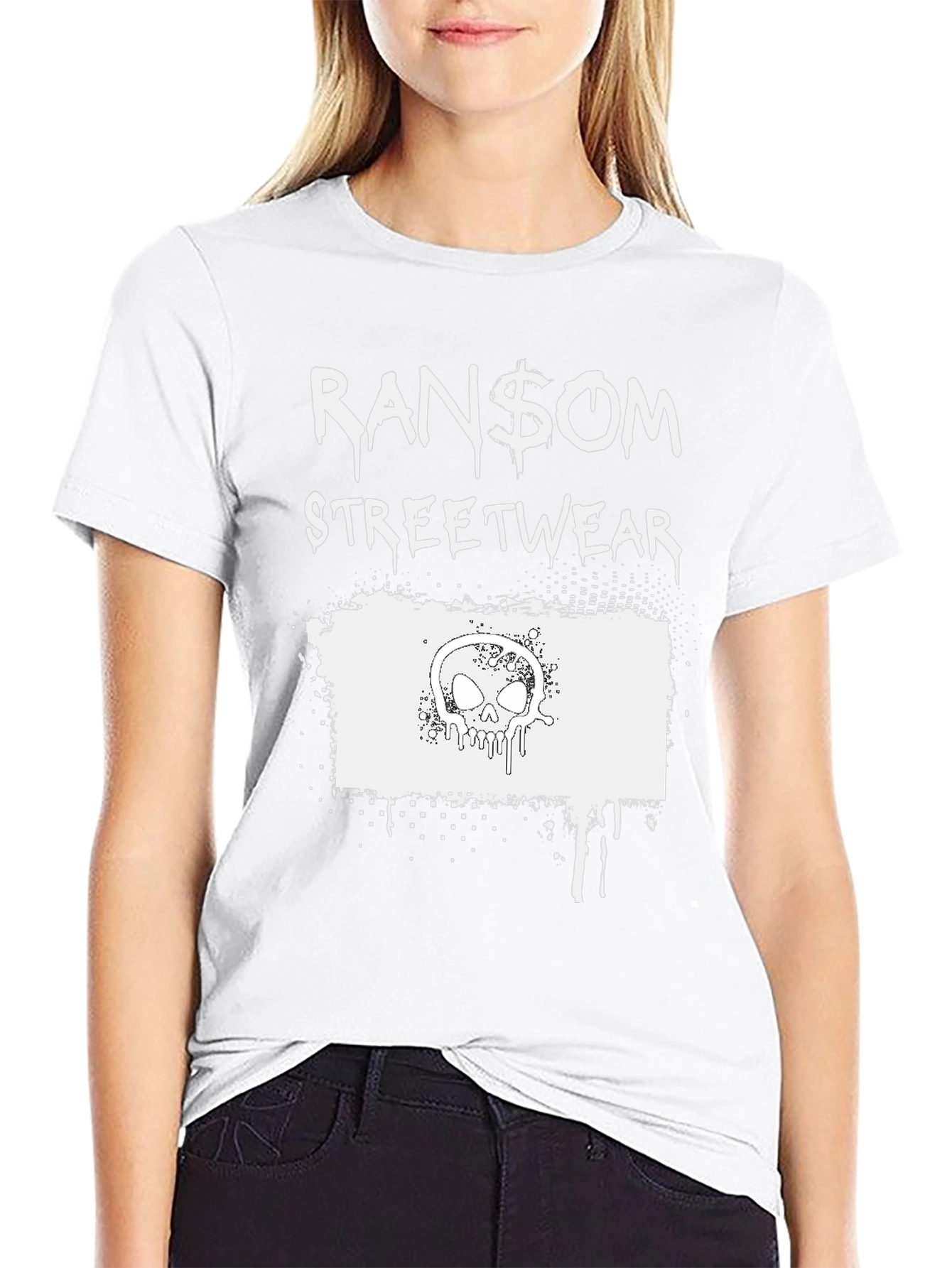 Ransom Streetwear T-Shirt with Skull Graphic - Black