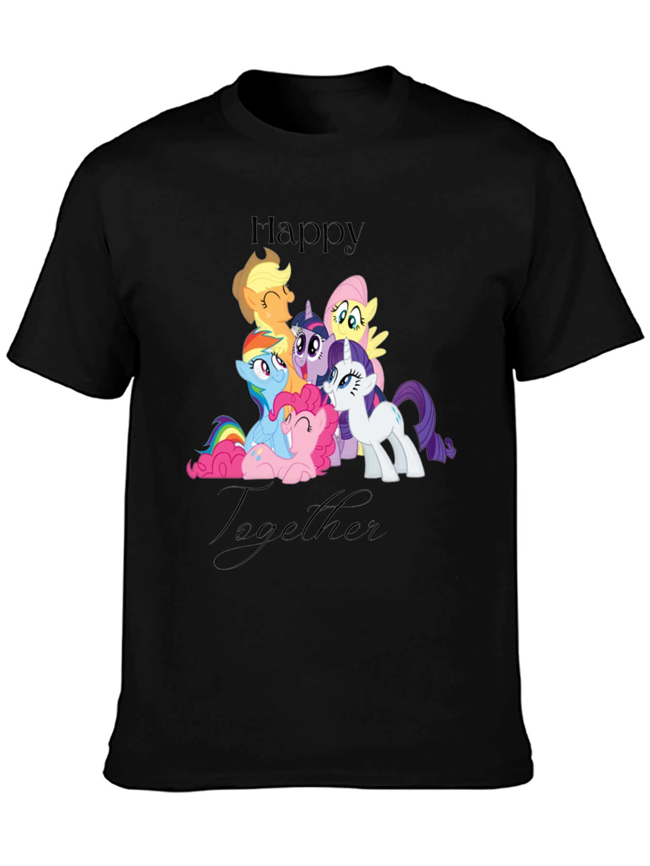 Happy Together My Little Pony Black T-Shirt