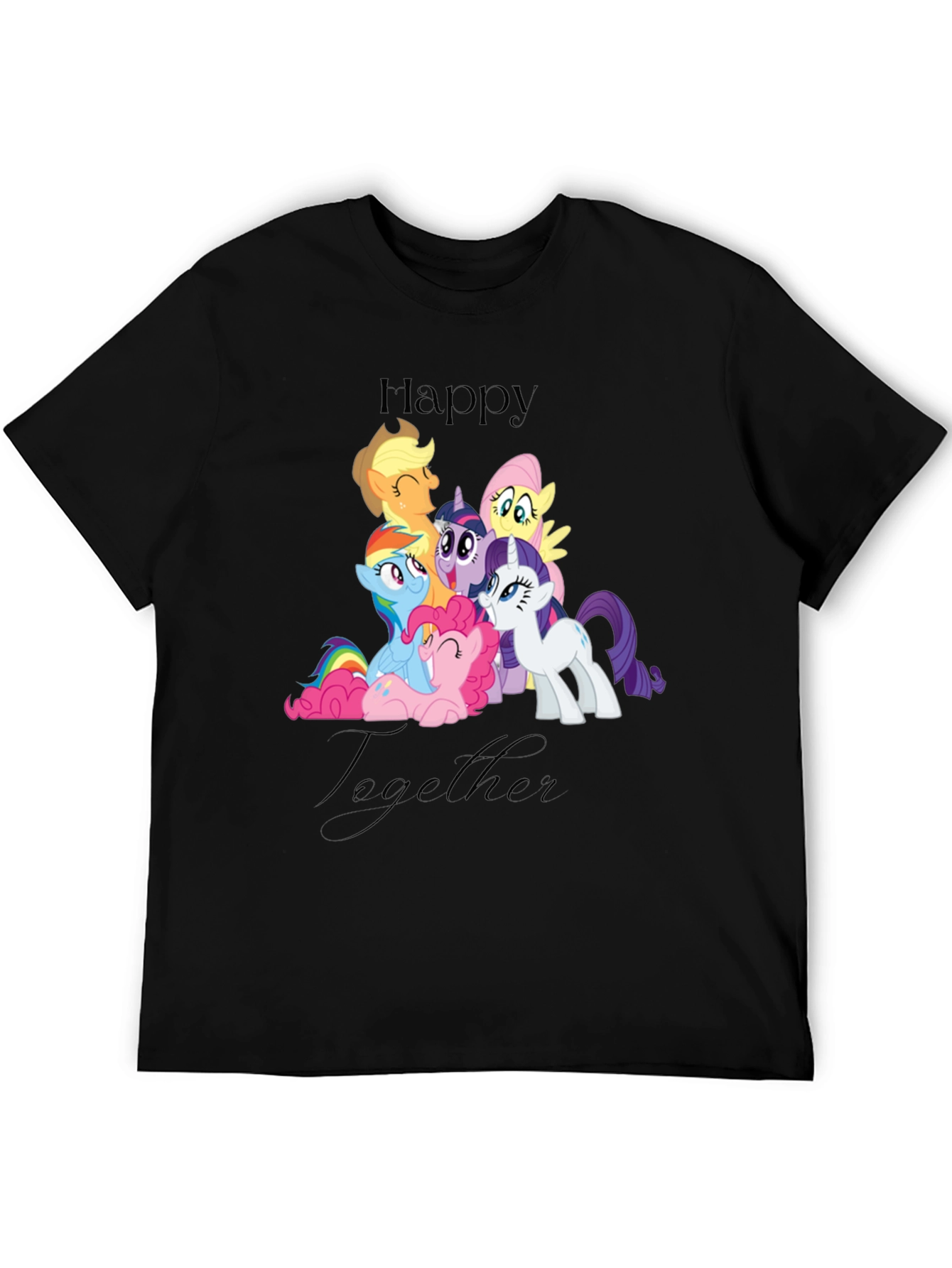 Happy Together My Little Pony Black T-Shirt