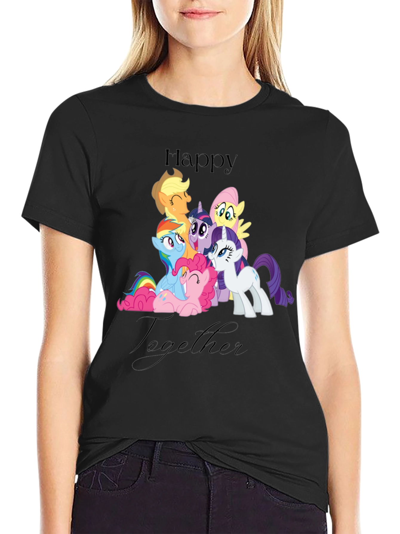 Happy Together My Little Pony Black T-Shirt