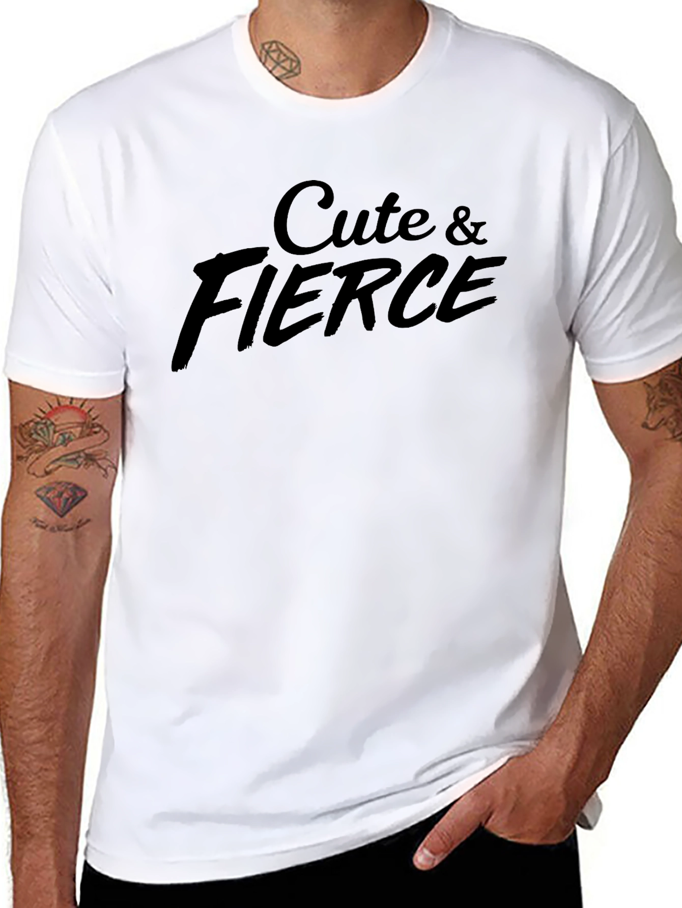 Cute & Fierce Graphic Tee - Trendy Black T-Shirt