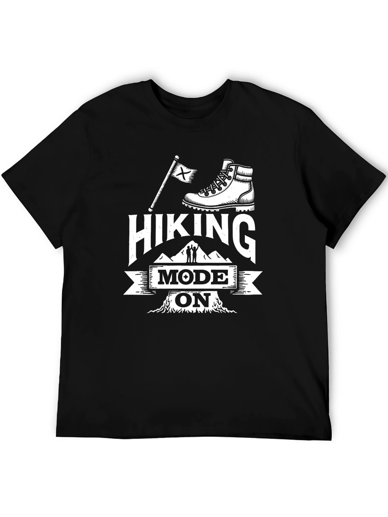 Hiking Mode ON Black Graphic Tee Shirt