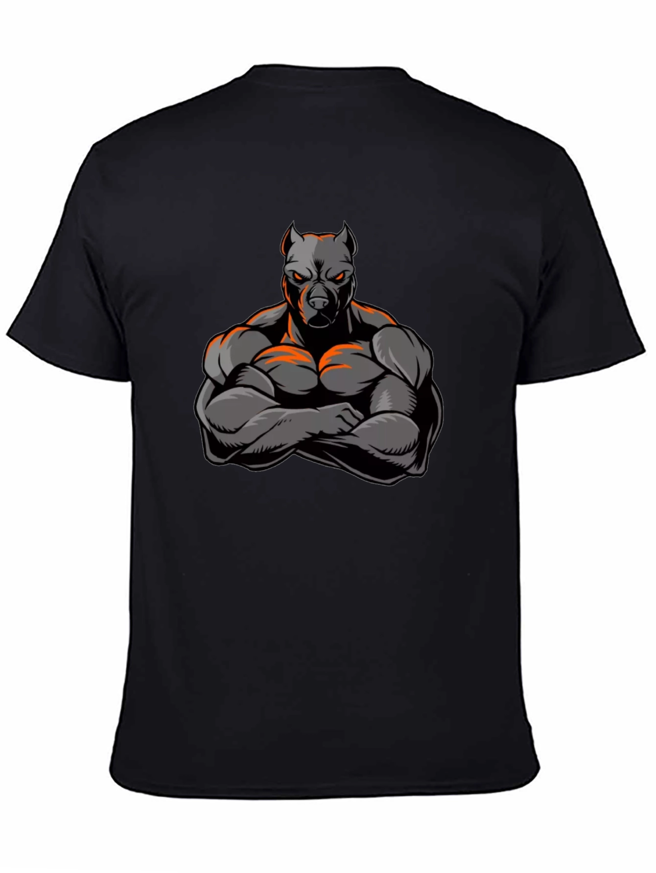 Muscular Pitbull Graphic Black T-Shirt