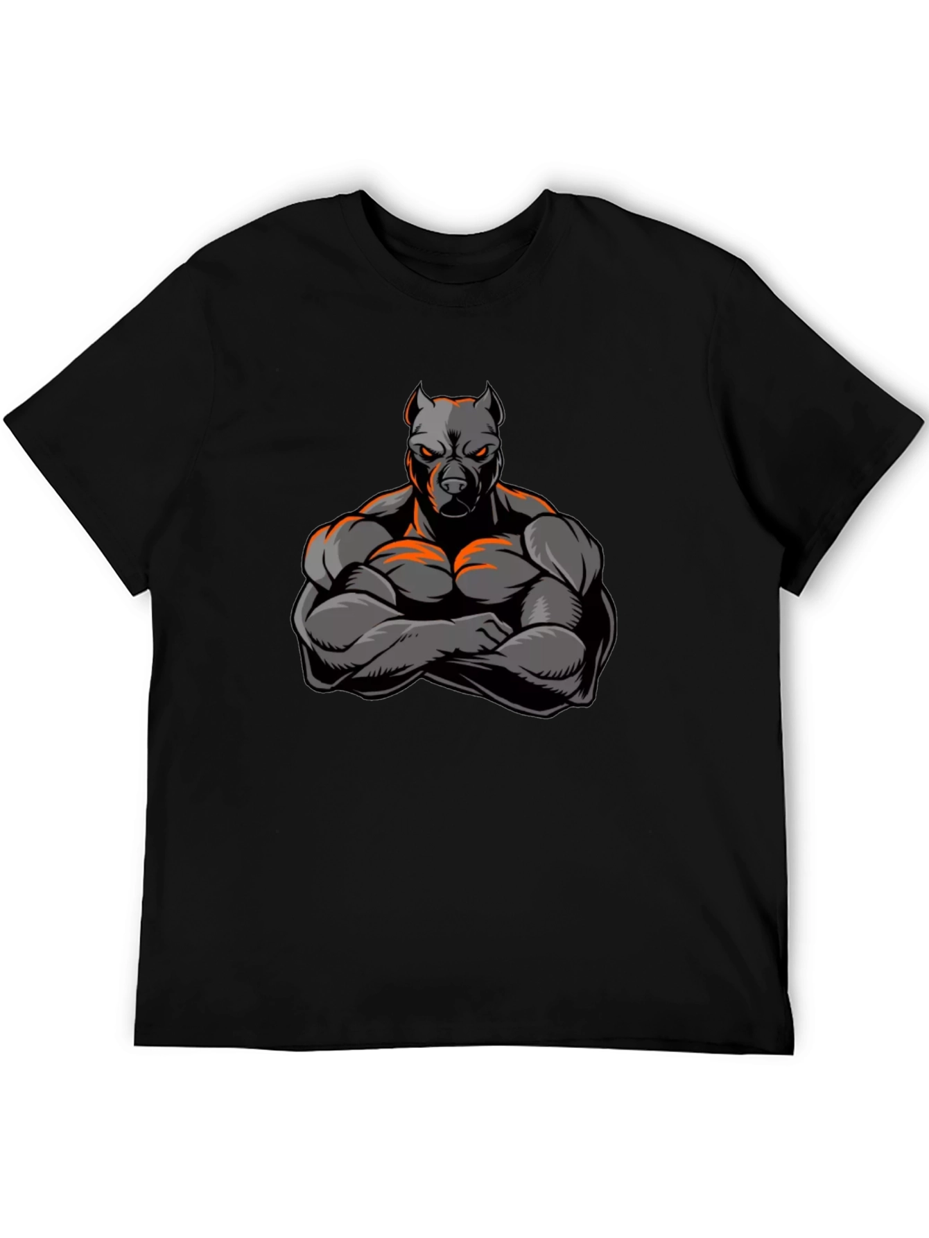 Muscular Pitbull Graphic Black T-Shirt