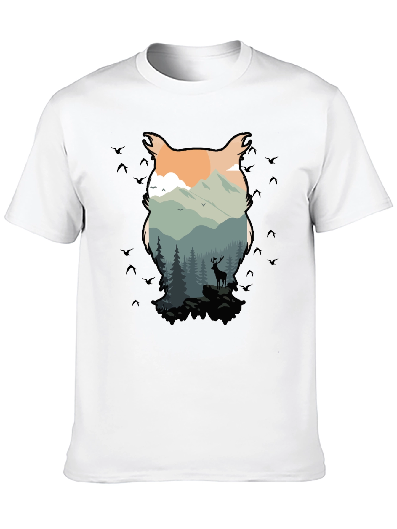 Nature Owl Graphic Black T-Shirt