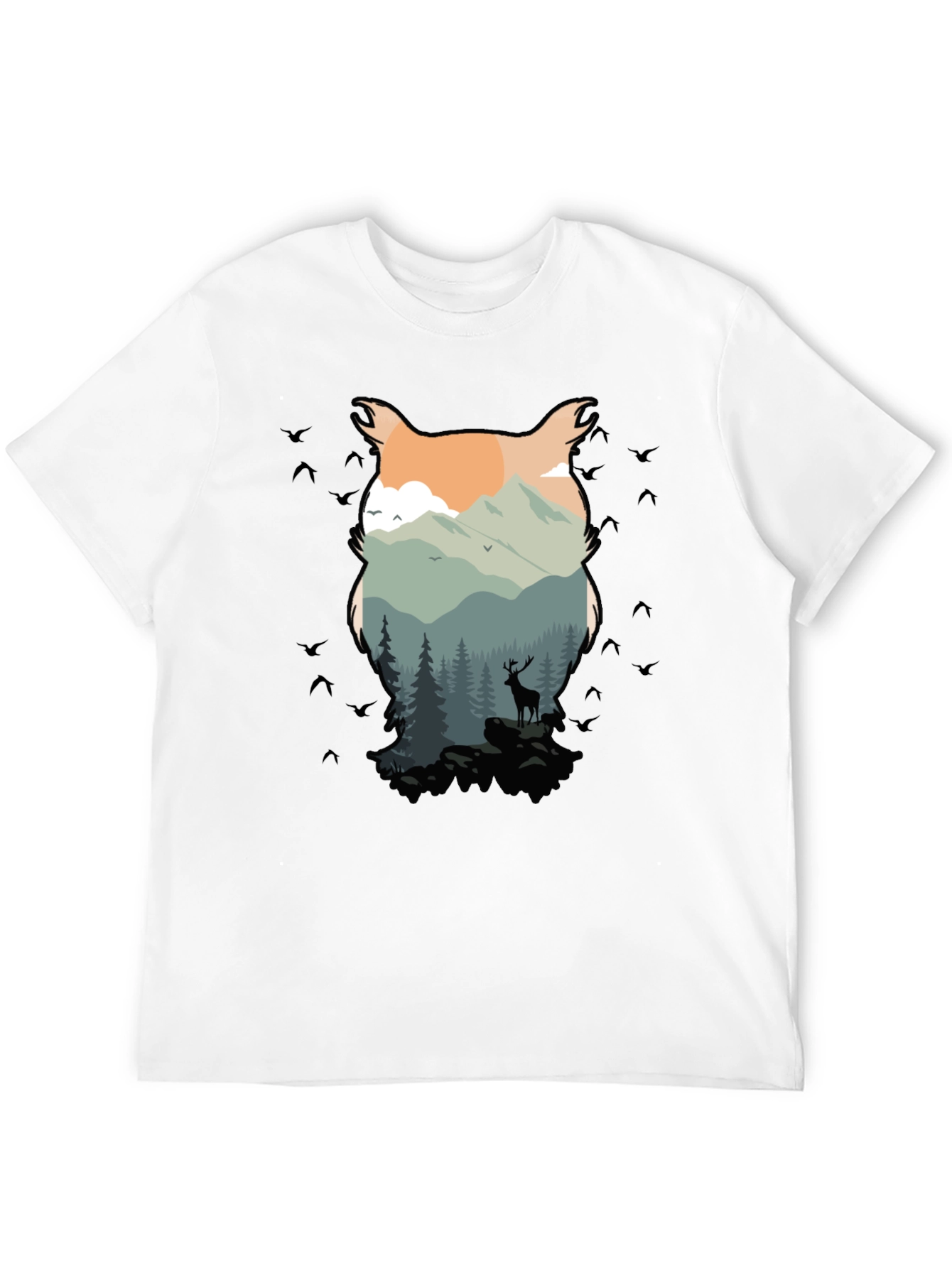 Nature Owl Graphic Black T-Shirt