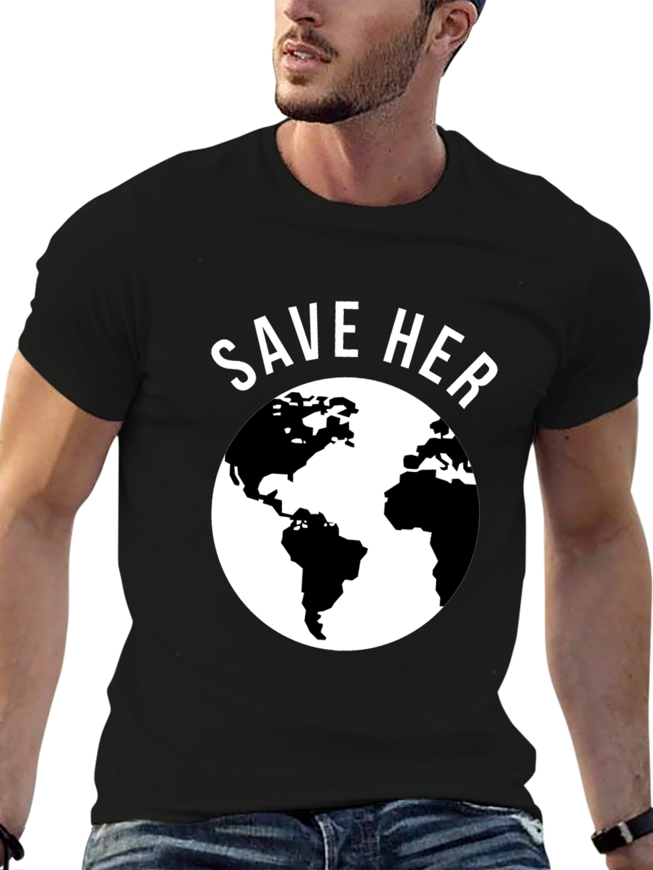 Save Her Earth Graphic Tee - Eco-Friendly Awareness Shirt