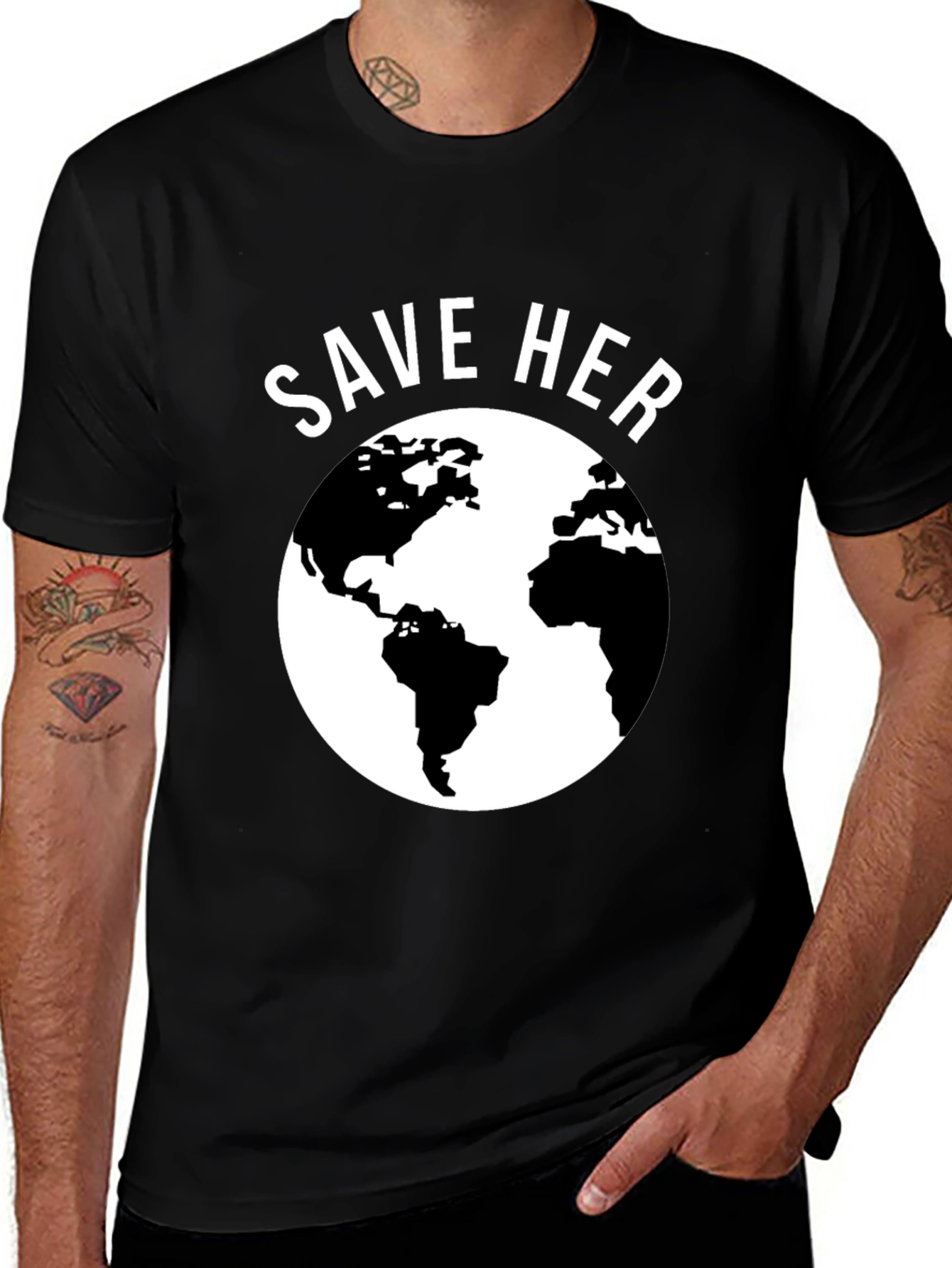 Save Her Earth Graphic Tee - Eco-Friendly Awareness Shirt