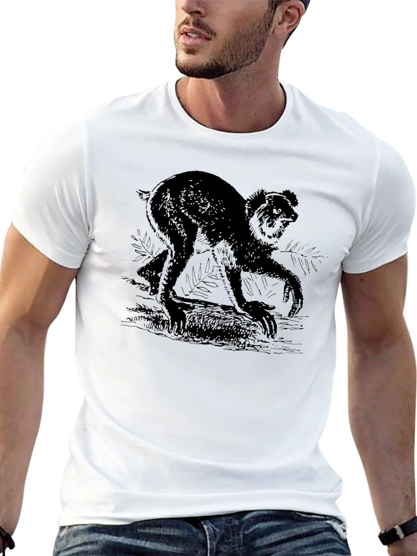 Retro Monkey Graphic Tee - Black Unisex Shirt