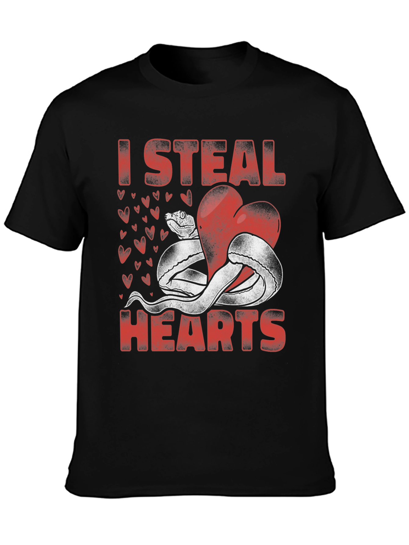 I Steal Hearts Snake Valentines Day Graphic T-Shirt