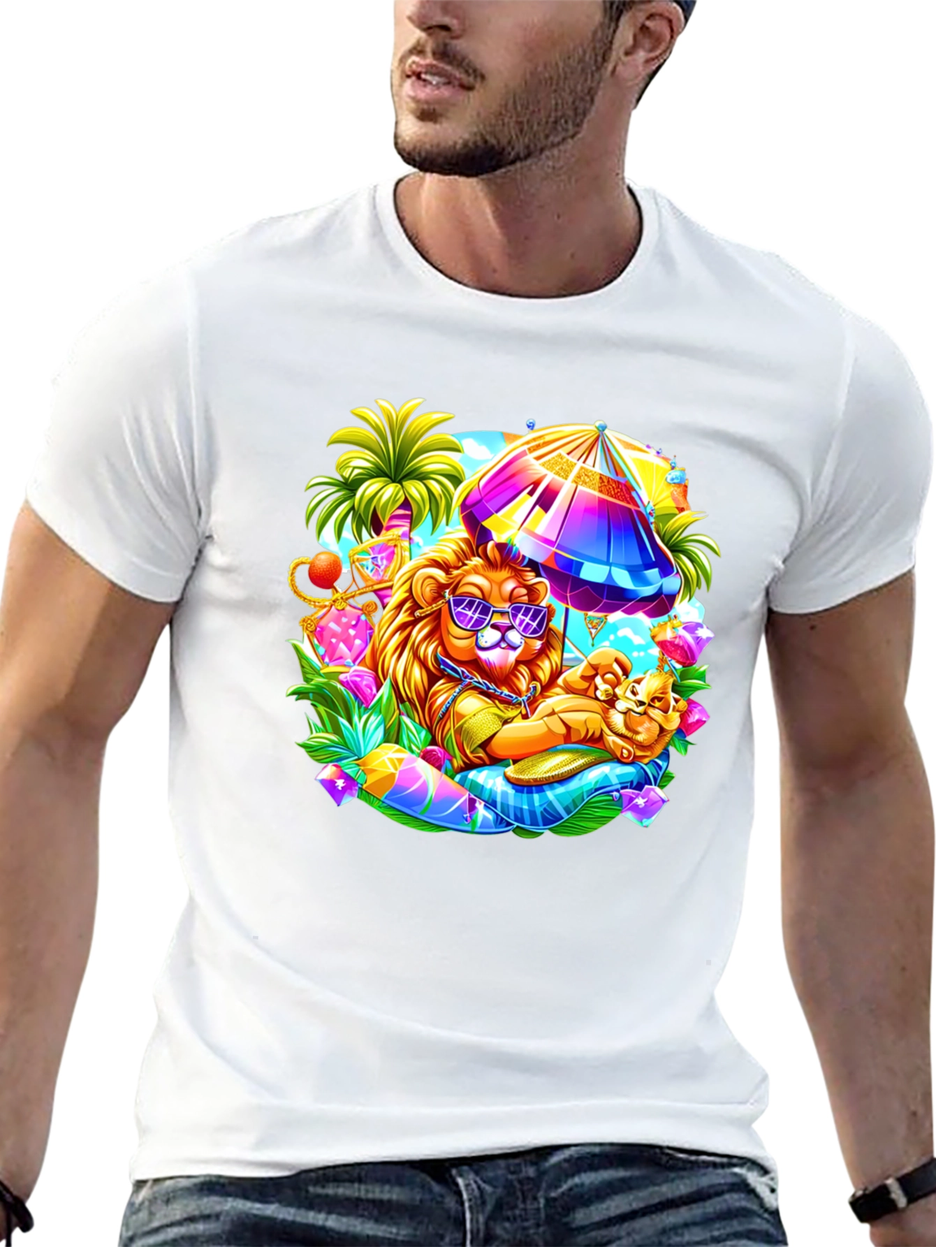 Lion on Vacation Graphic Tee