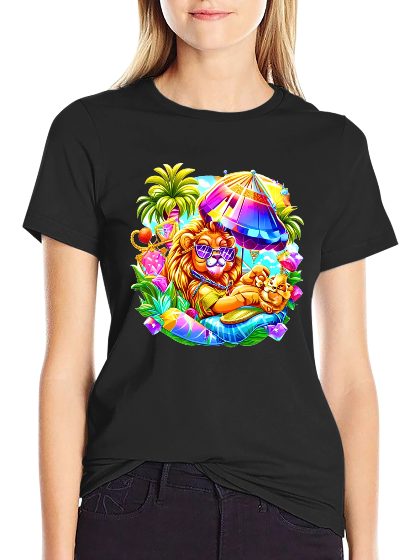 Lion on Vacation Graphic Tee
