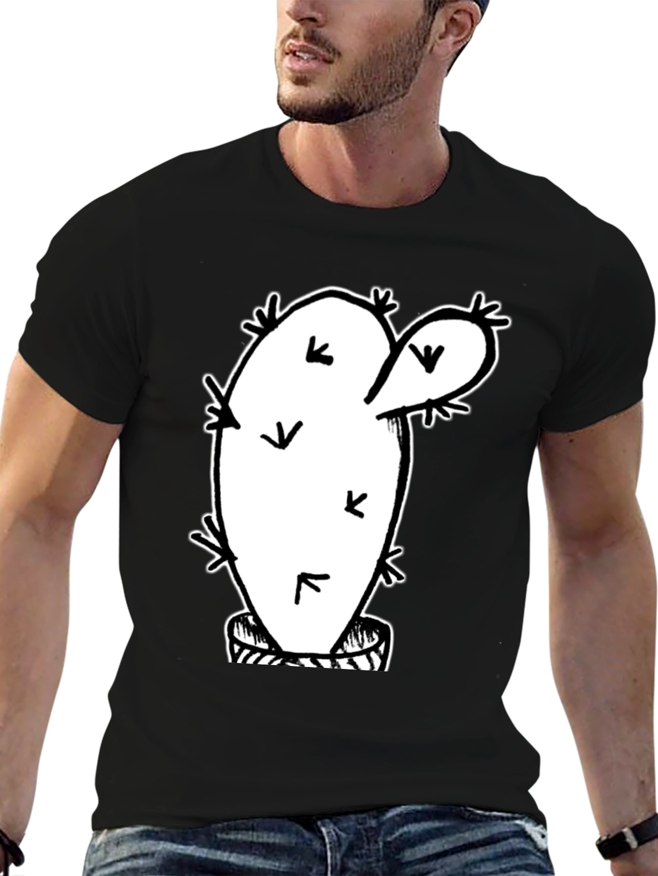 Cactus Graphic T-Shirt - Trendy Black Tee