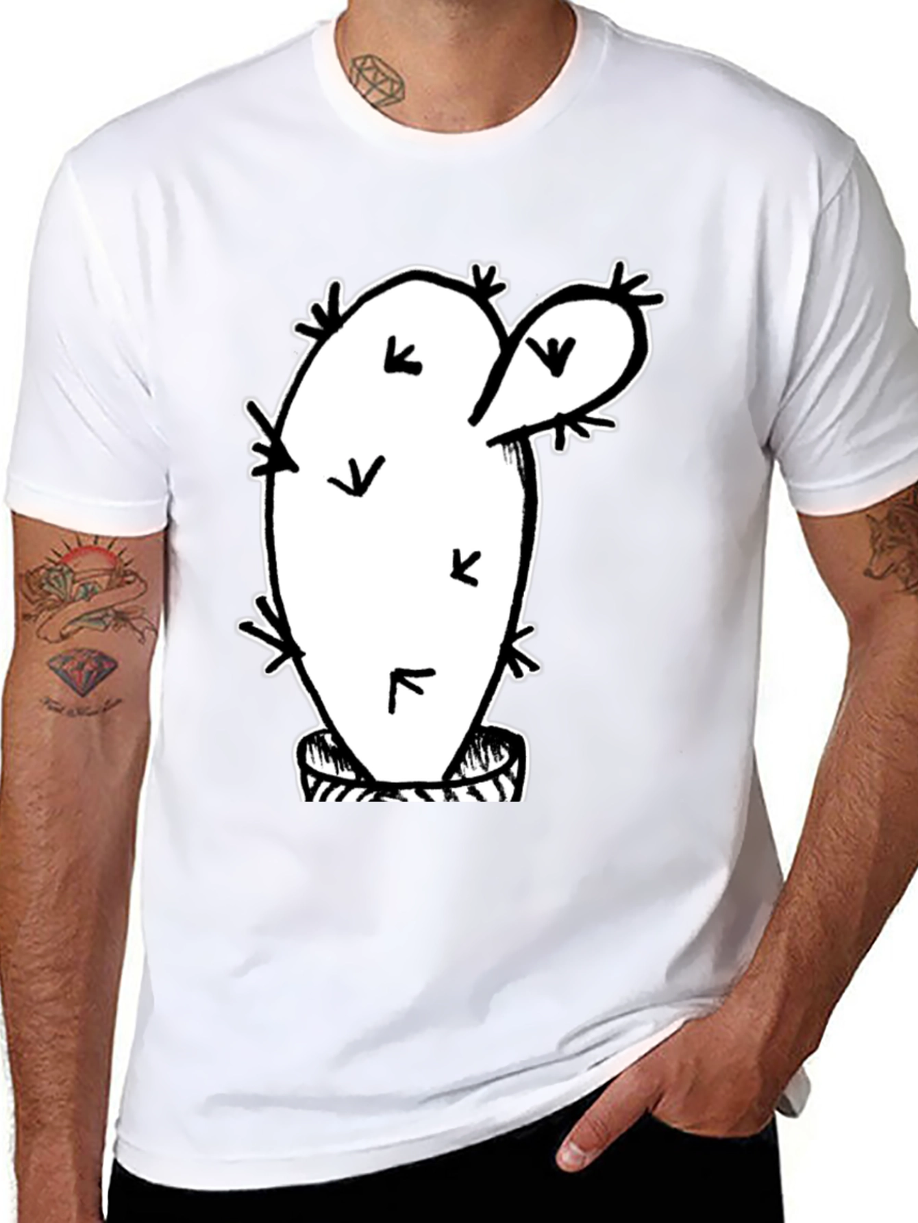 Cactus Graphic T-Shirt - Trendy Black Tee