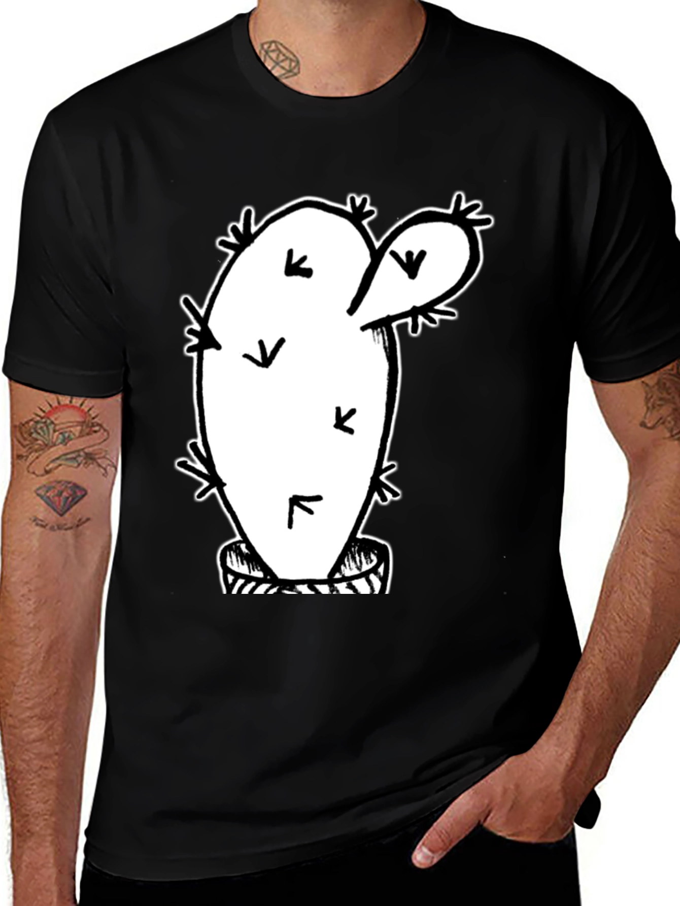 Cactus Graphic T-Shirt - Trendy Black Tee