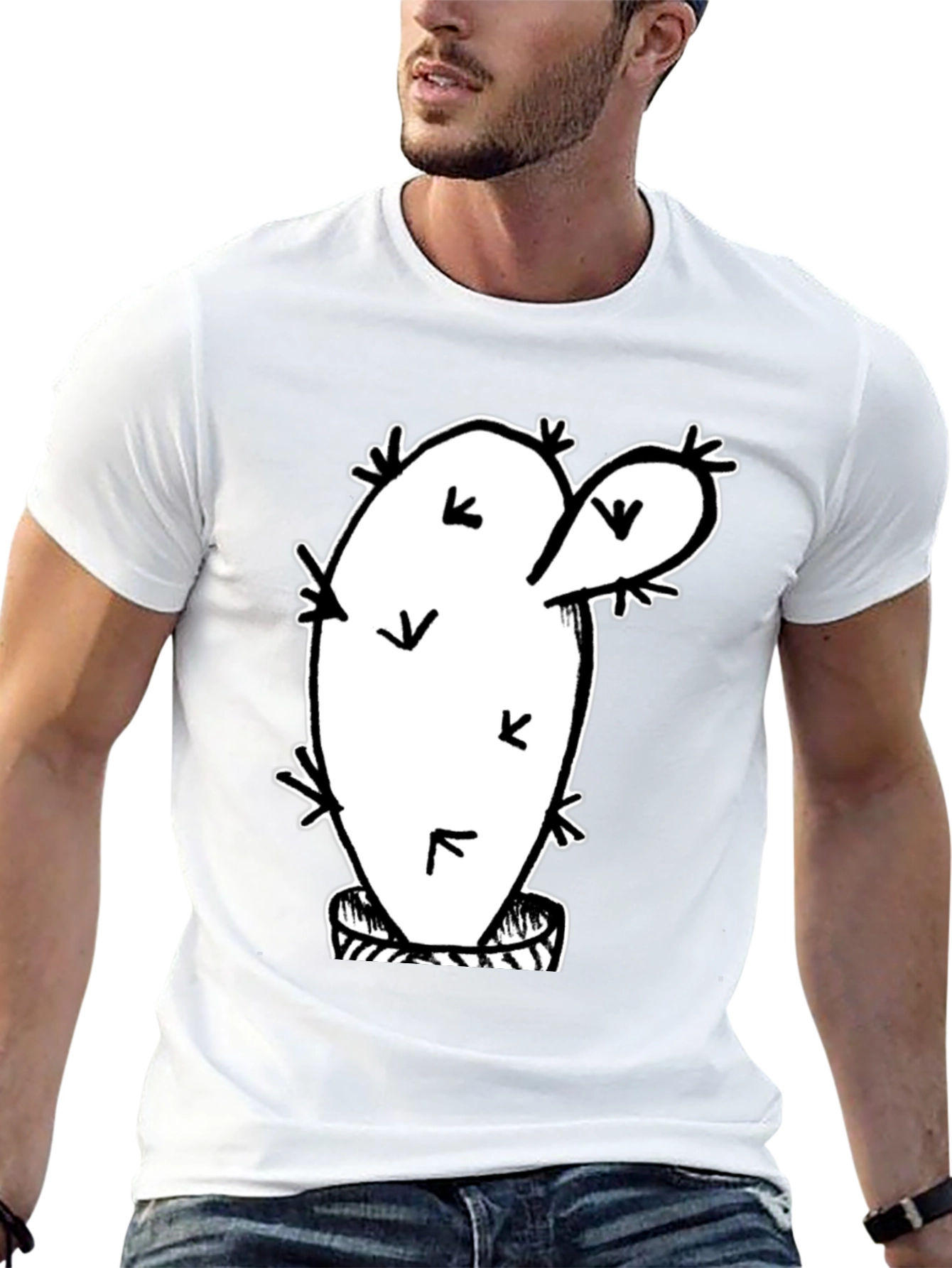 Cactus Graphic T-Shirt - Trendy Black Tee