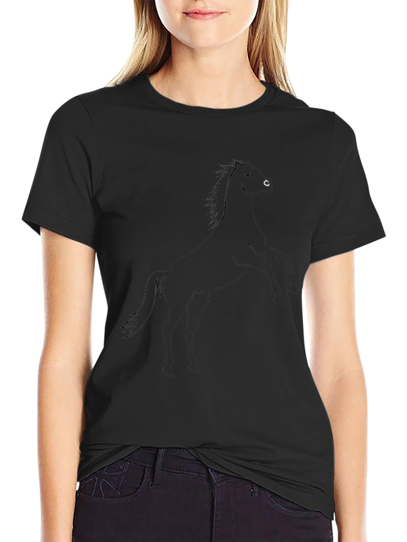 Black Horse Graphic Tee - Mens Casual Shirt