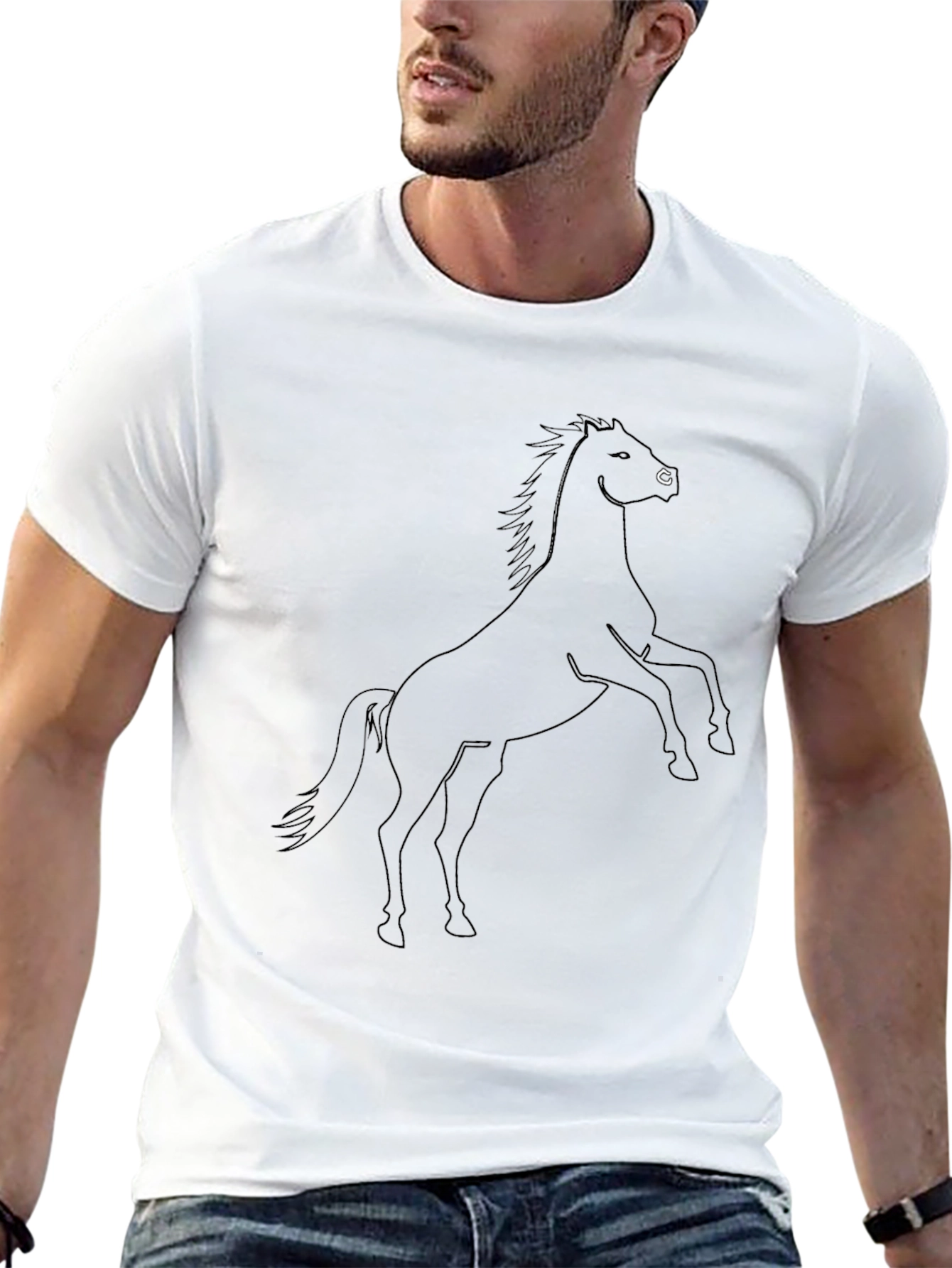 Black Horse Graphic Tee - Mens Casual Shirt
