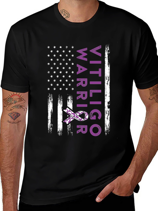 Vitiligo Warrior American Flag T-Shirt