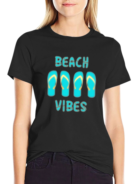 Beach Vibes Black Graphic T-Shirt