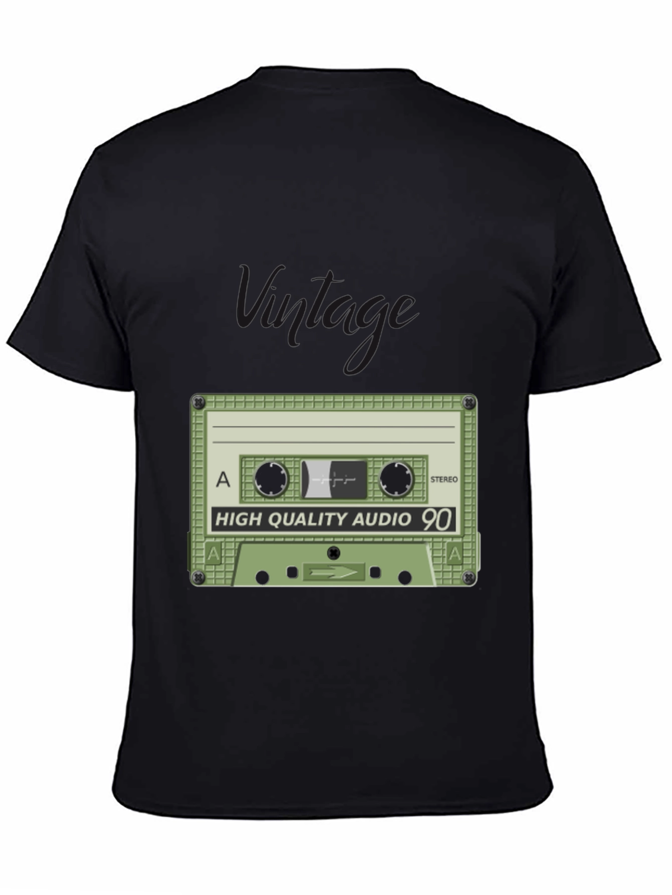 Retro Cassette Tape Graphic T-Shirt - Black