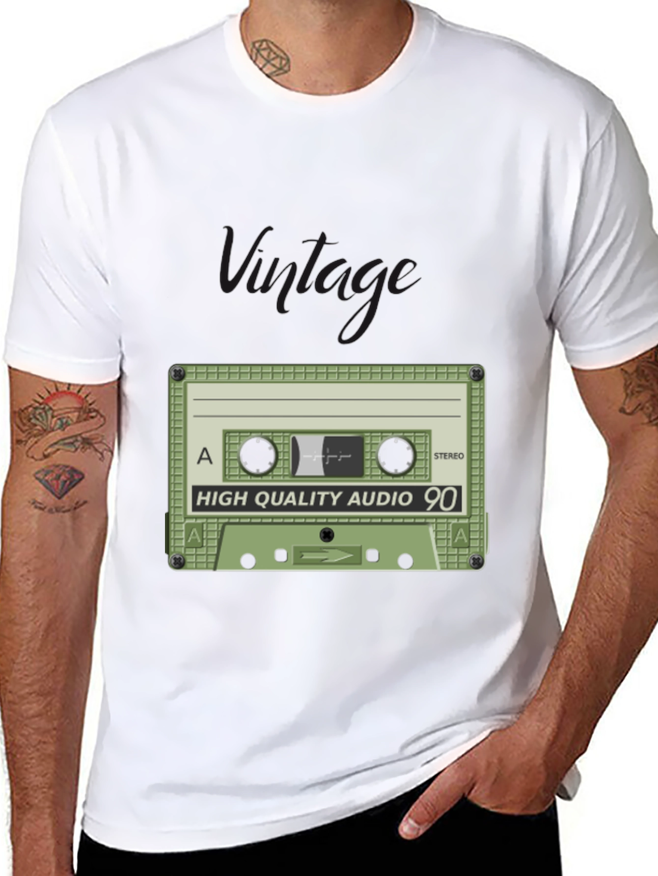 Retro Cassette Tape Graphic T-Shirt - Black