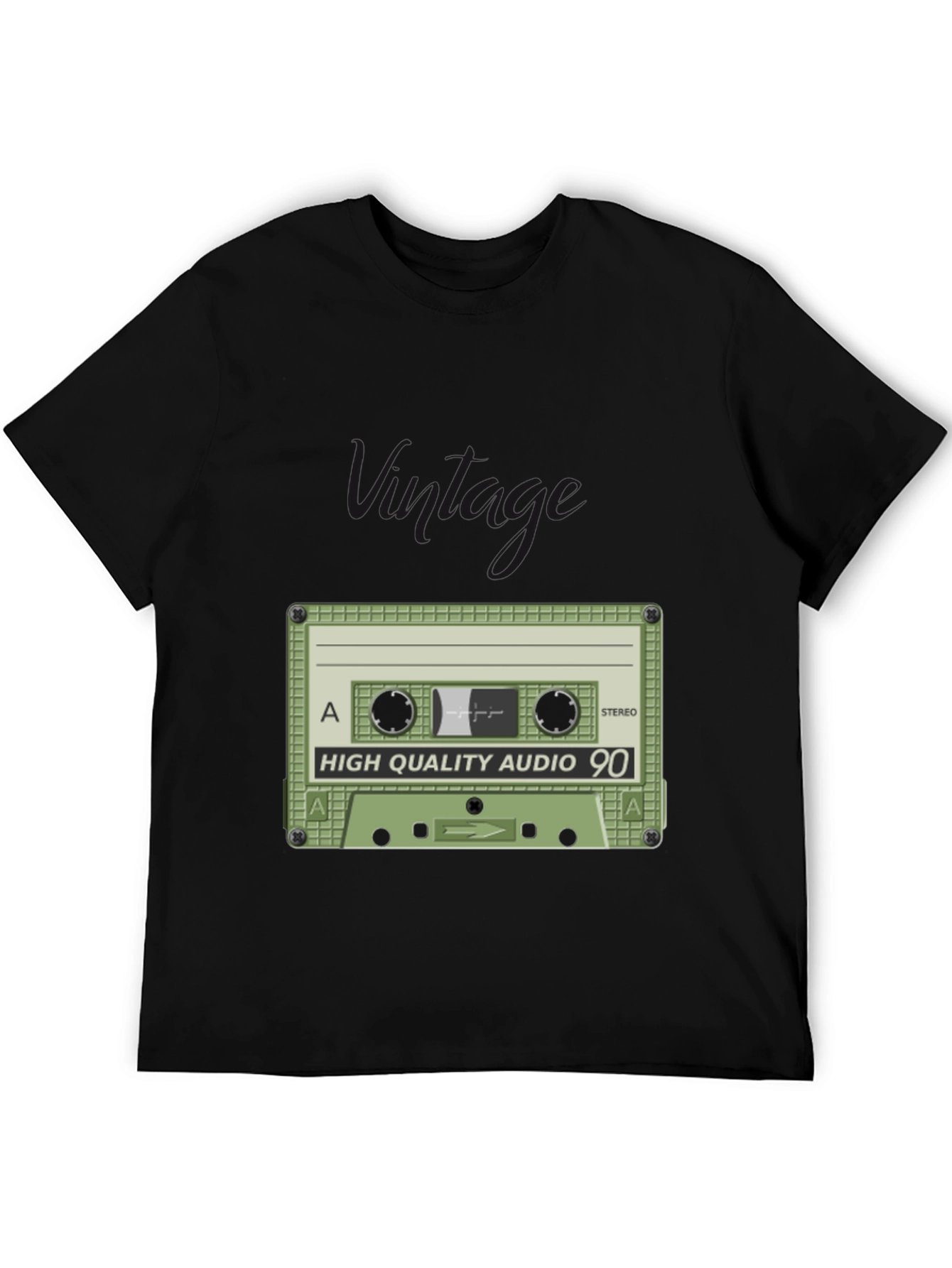 Retro Cassette Tape Graphic T-Shirt - Black