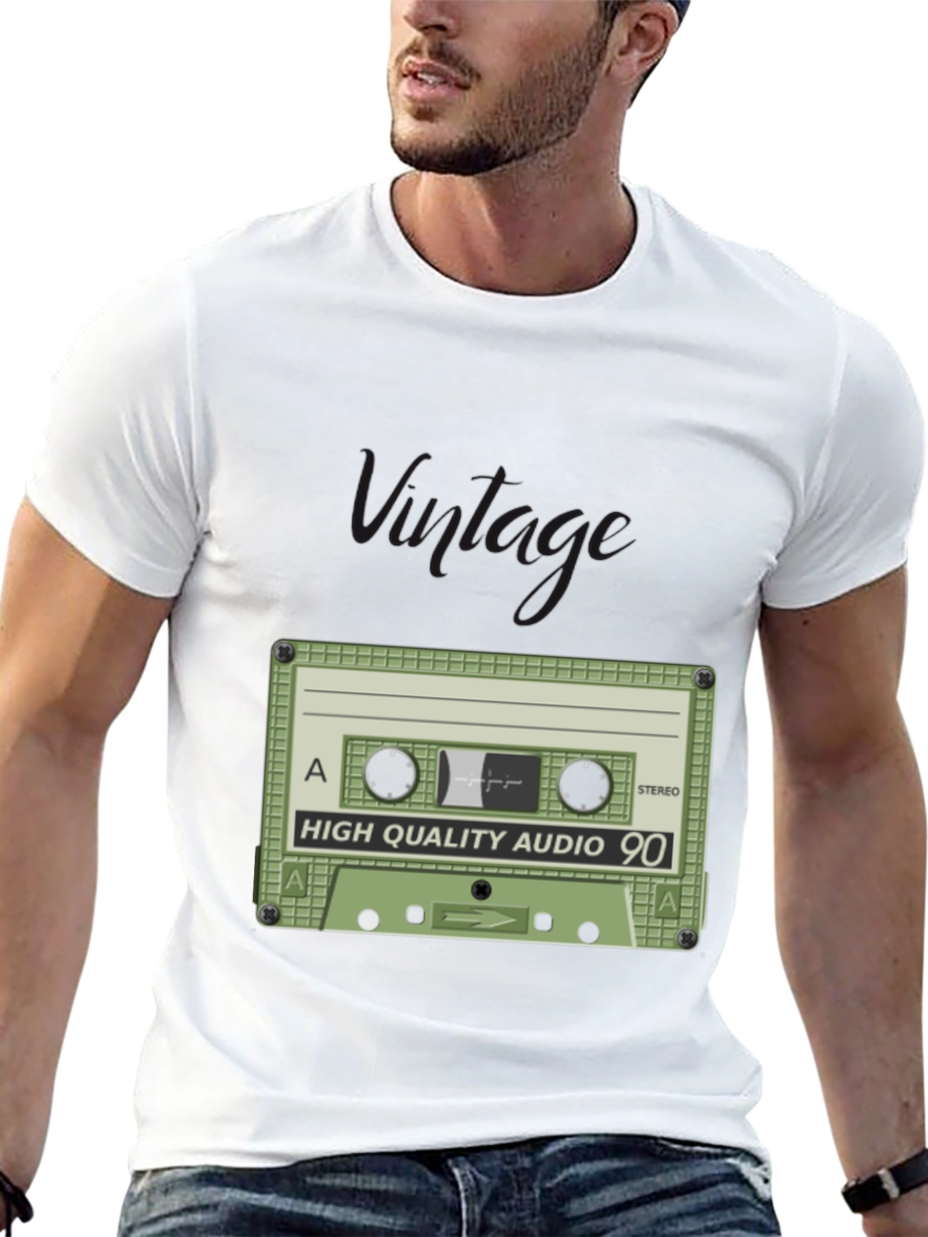 Retro Cassette Tape Graphic T-Shirt - Black