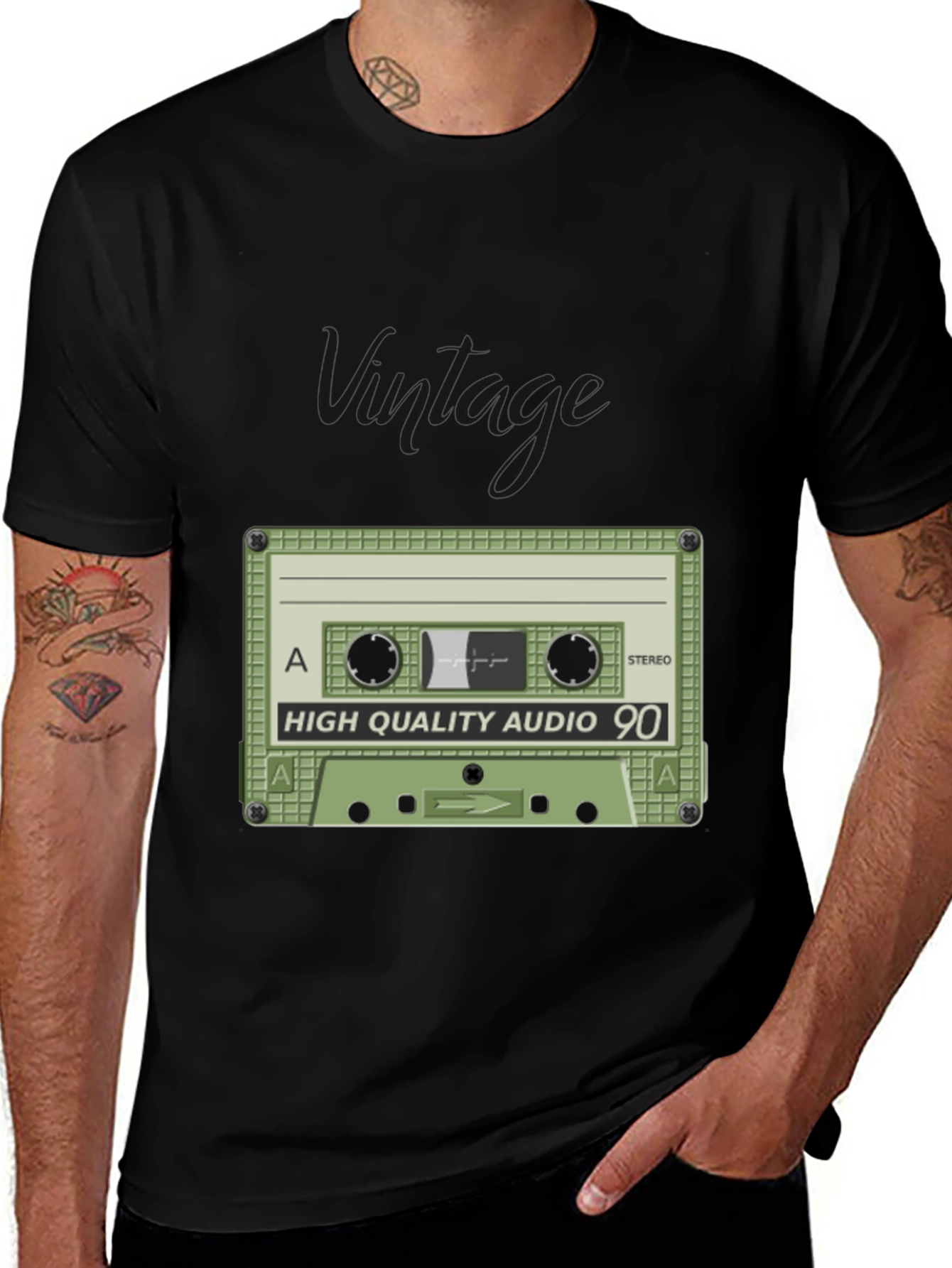 Retro Cassette Tape Graphic T-Shirt - Black