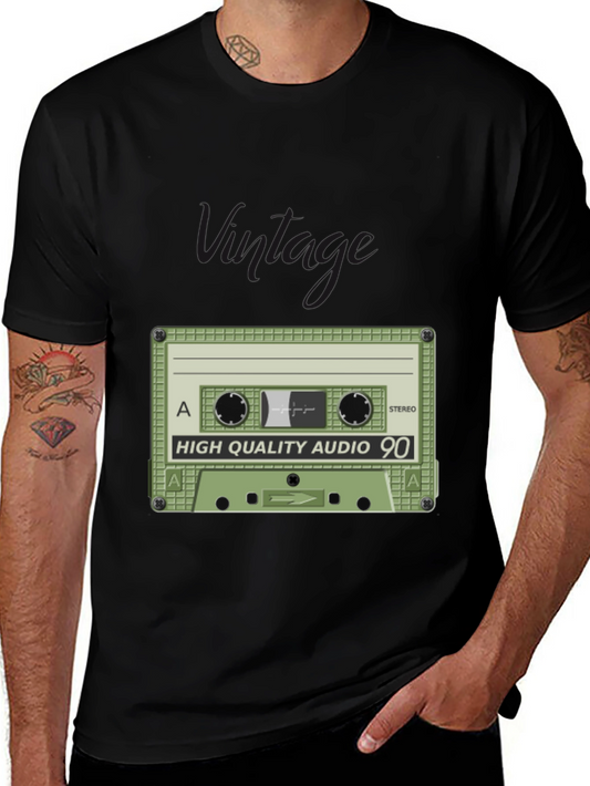 Retro Cassette Tape Graphic T-Shirt - Black