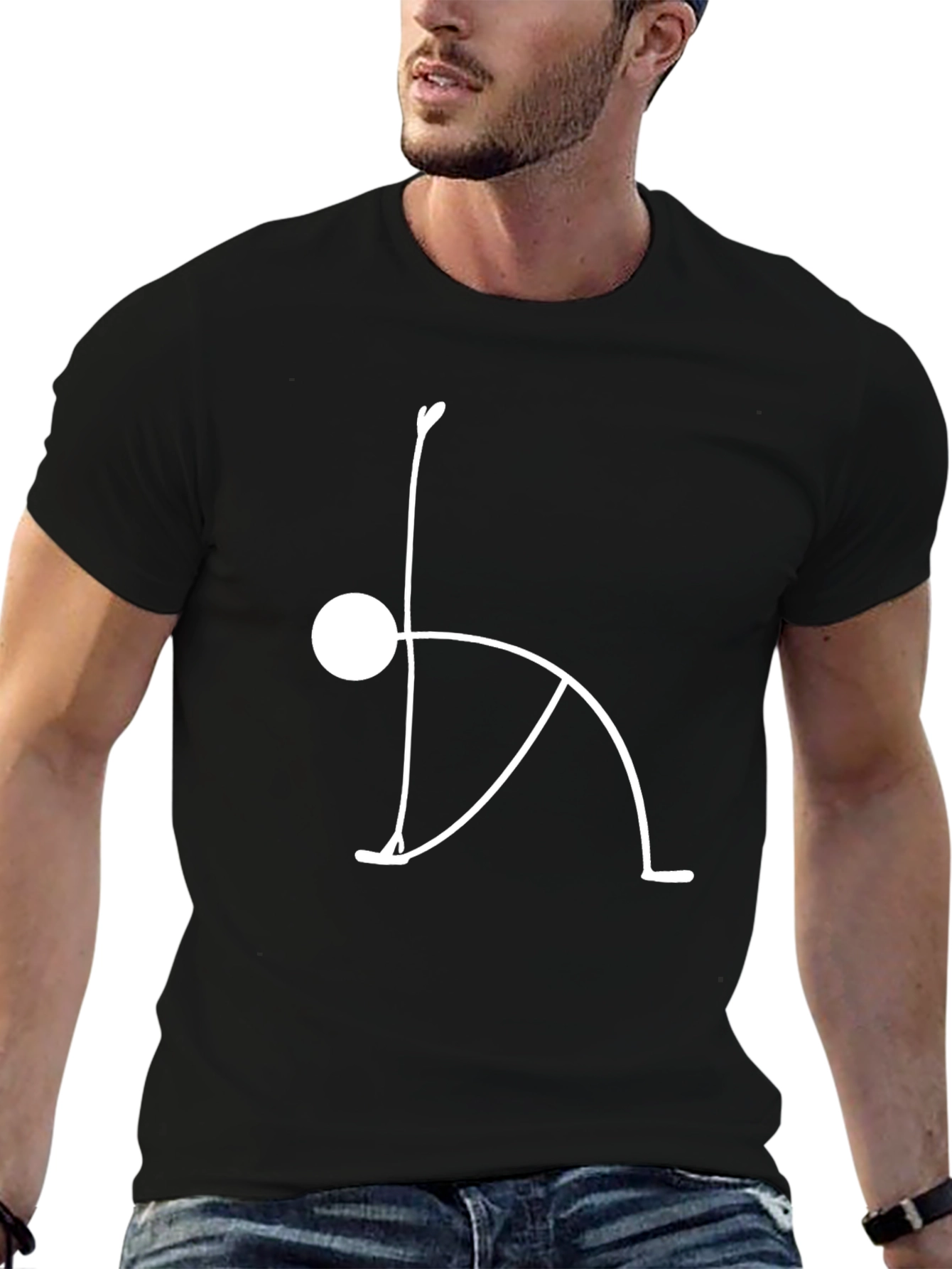 Yoga Pose Graphic Tee - Relaxed Fit Black T-Shirt