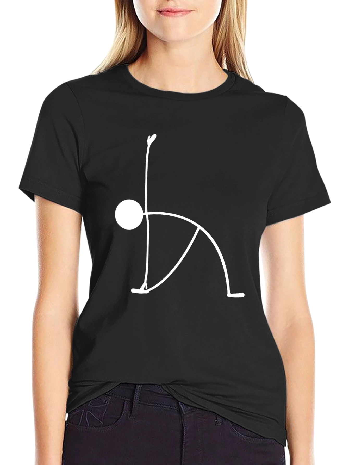 Yoga Pose Graphic Tee - Relaxed Fit Black T-Shirt