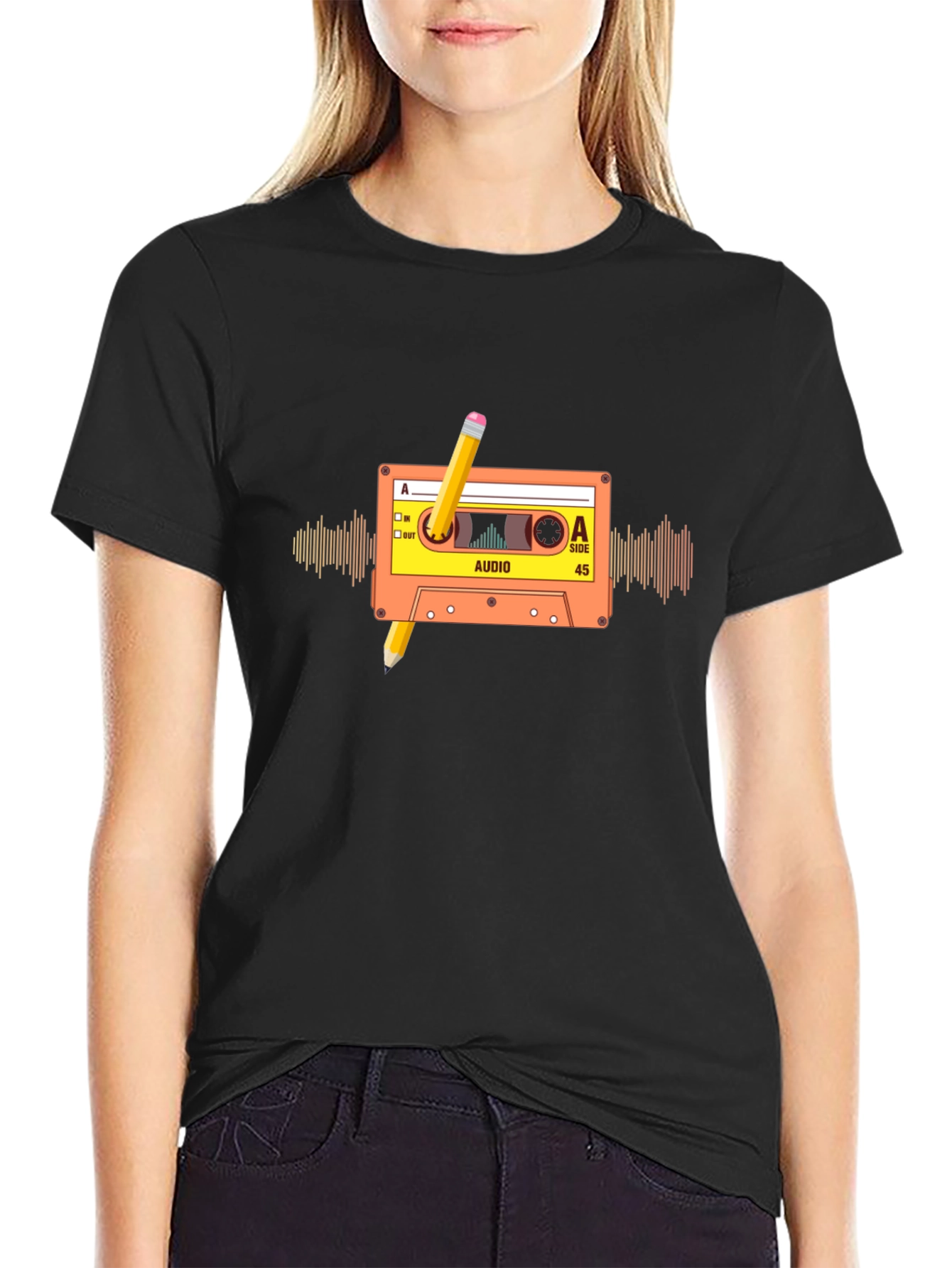 Retro Cassette Tape Pencil T-Shirt