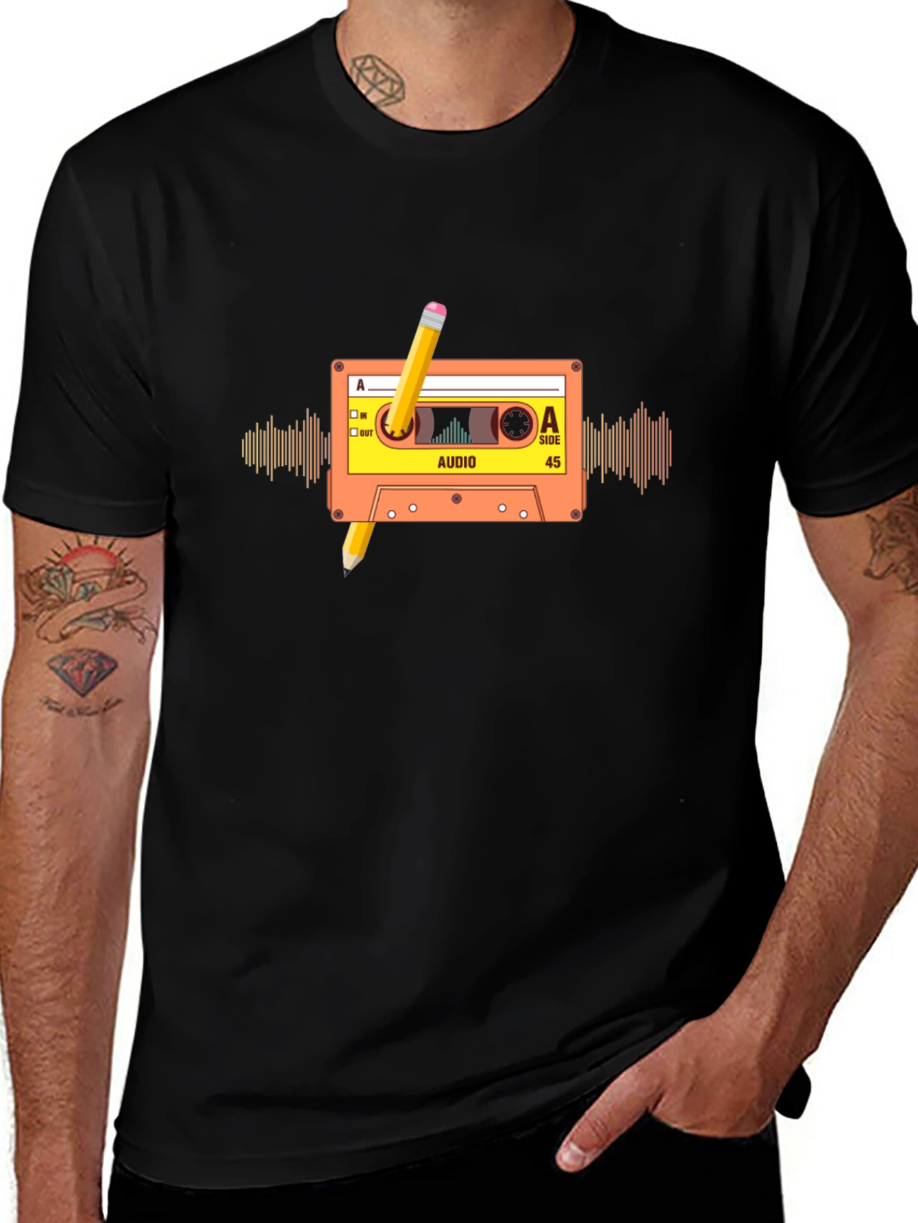Retro Cassette Tape Pencil T-Shirt
