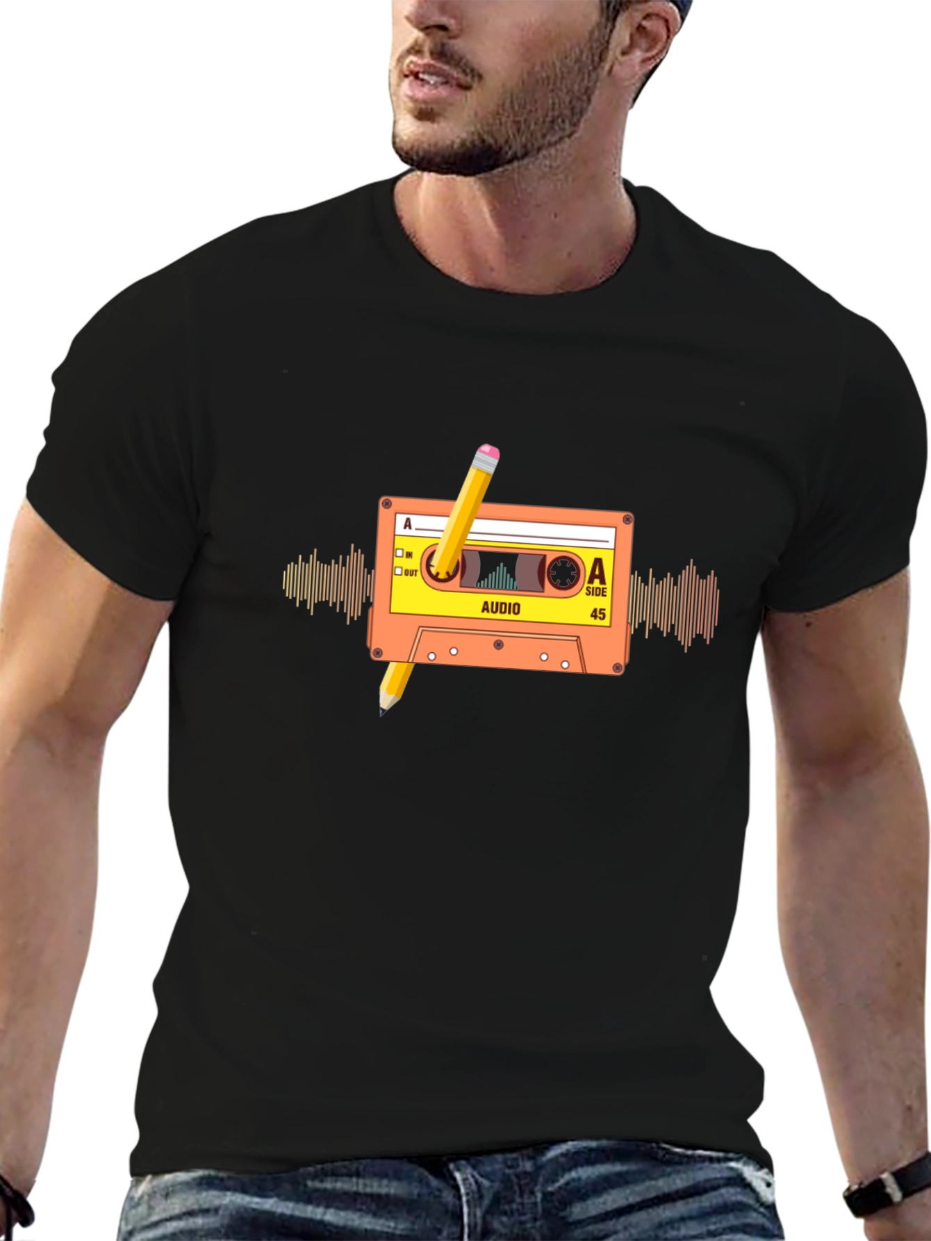 Retro Cassette Tape Pencil T-Shirt