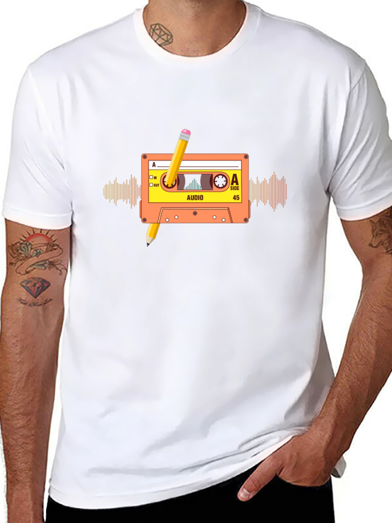 Retro Cassette Tape Pencil T-Shirt