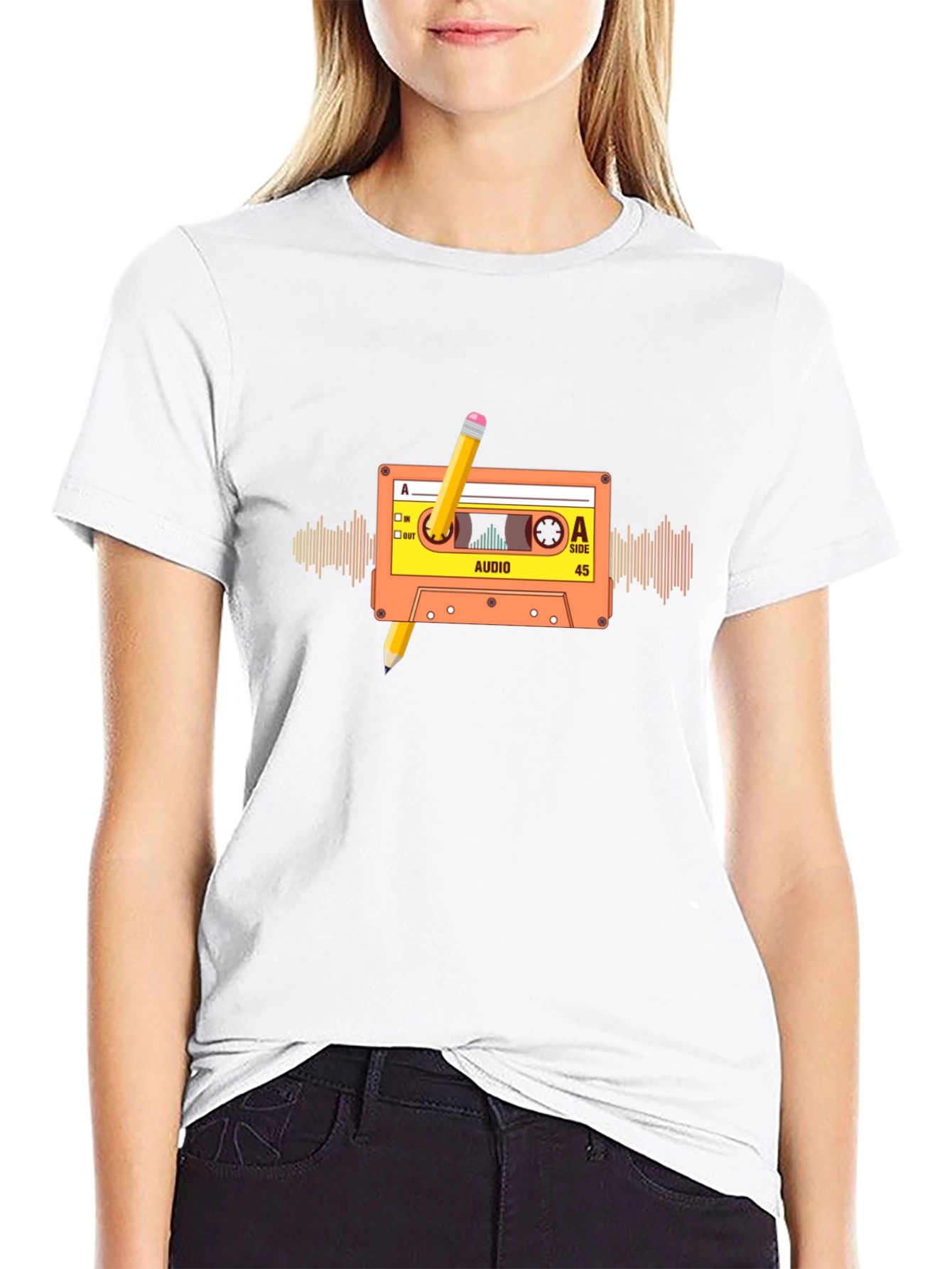 Retro Cassette Tape Pencil T-Shirt