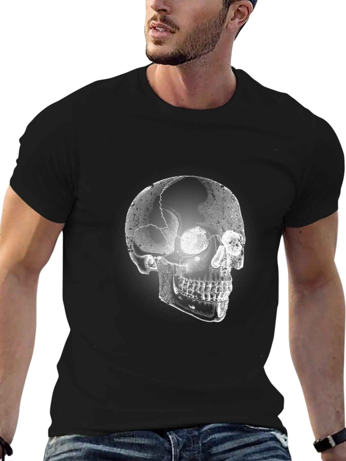 Skull Graphic Print T-Shirt - Mens Casual Tee