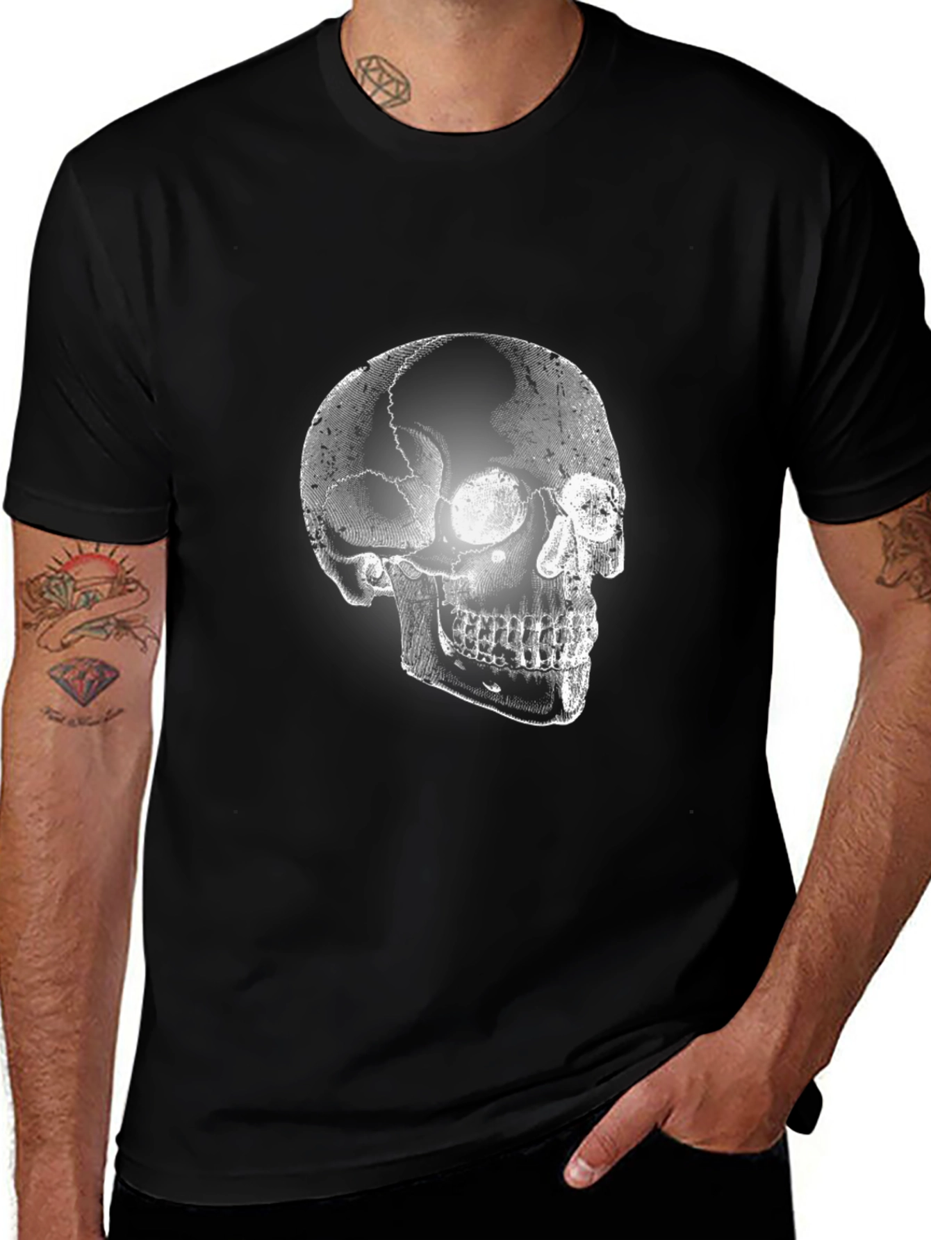Skull Graphic Print T-Shirt - Mens Casual Tee