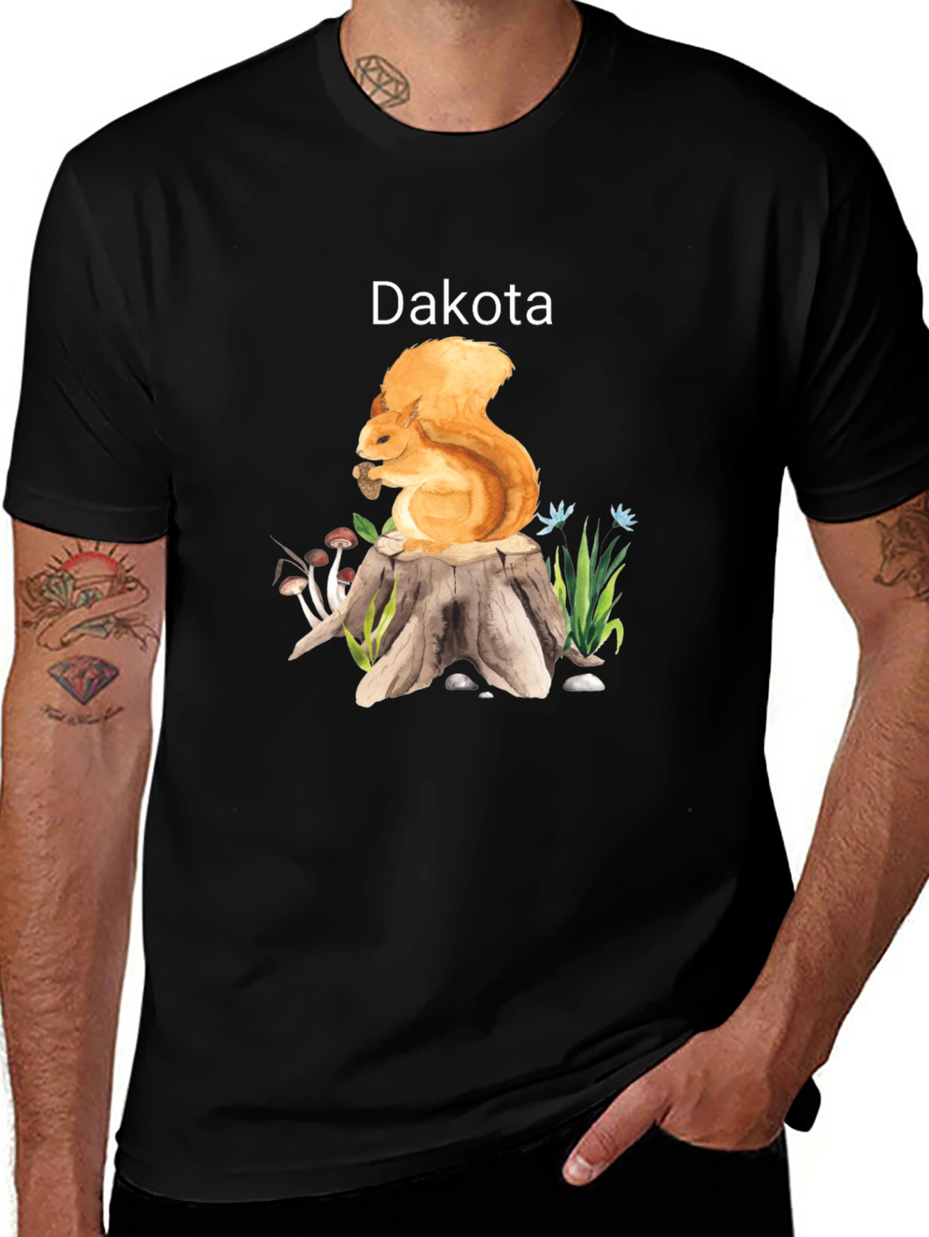 Dakota Squirrel Stump Black T-Shirt