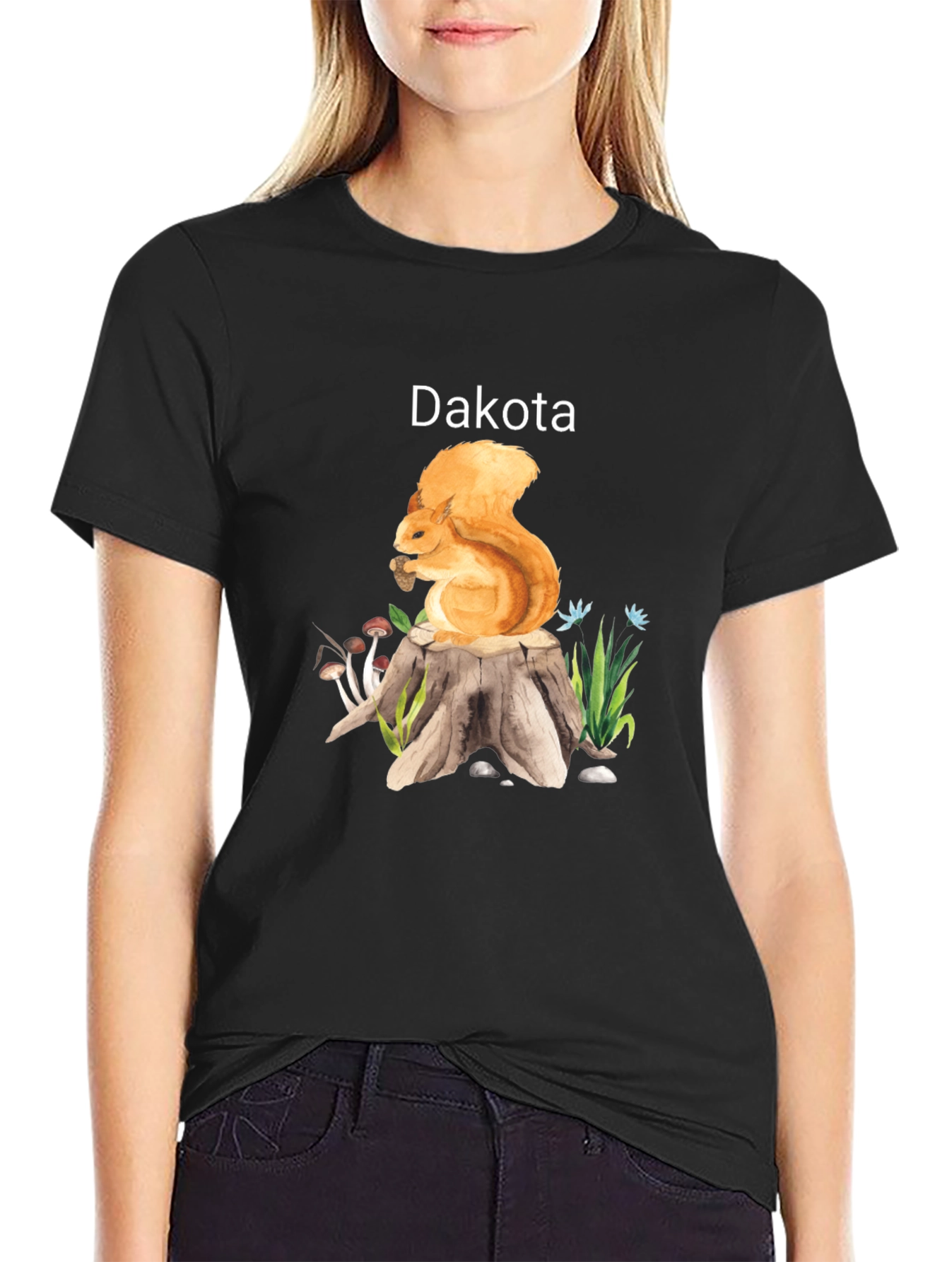 Dakota Squirrel Stump Black T-Shirt