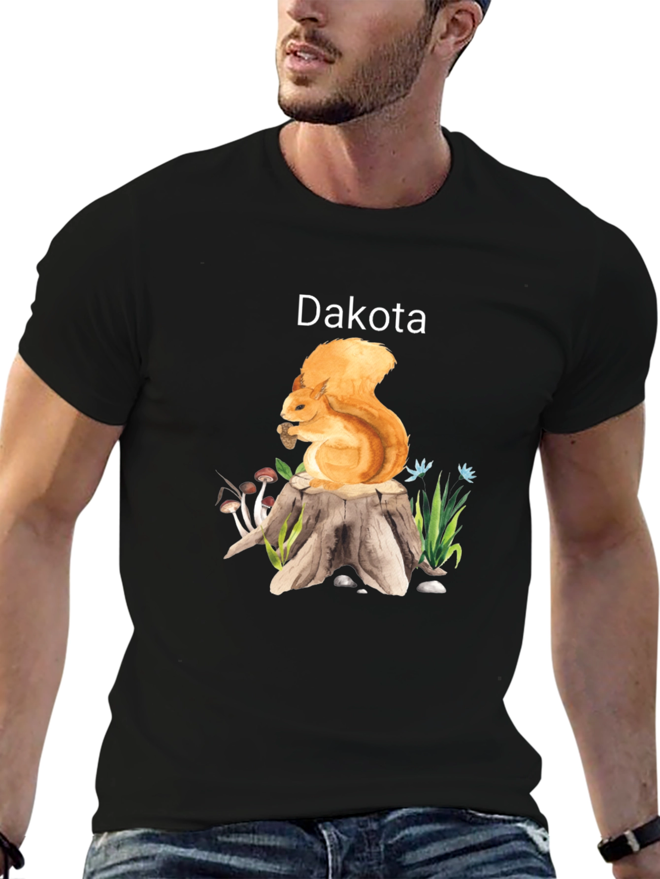 Dakota Squirrel Stump Black T-Shirt