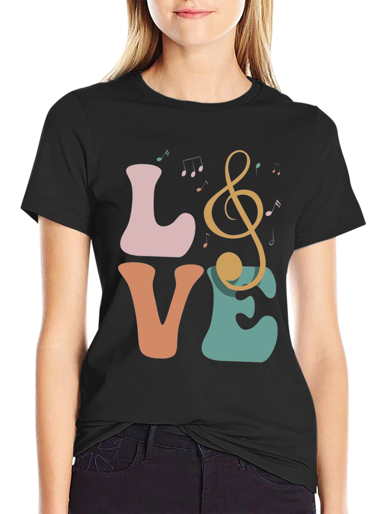 Love Music Treble Clef Graphic T-Shirt