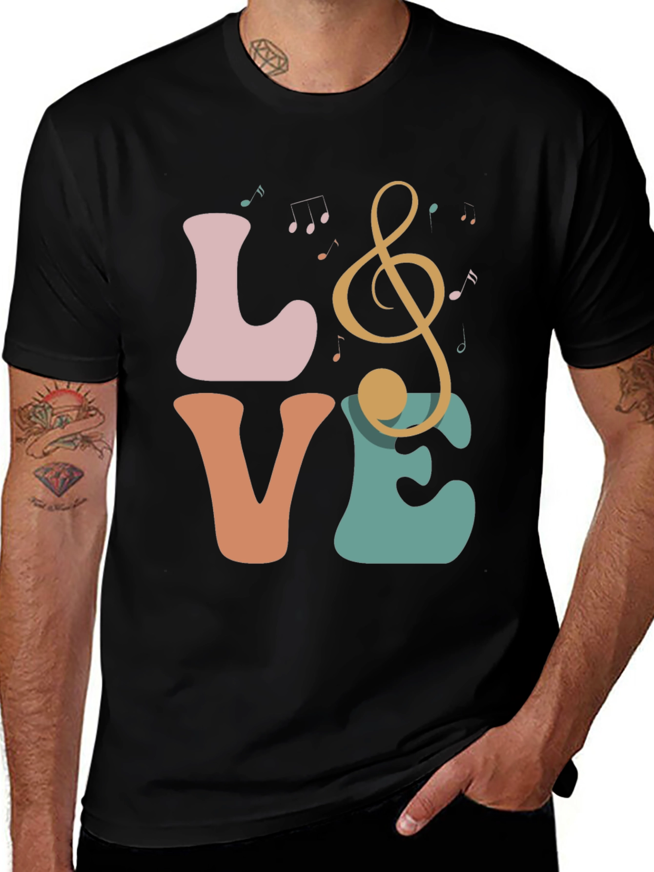 Love Music Treble Clef Graphic T-Shirt